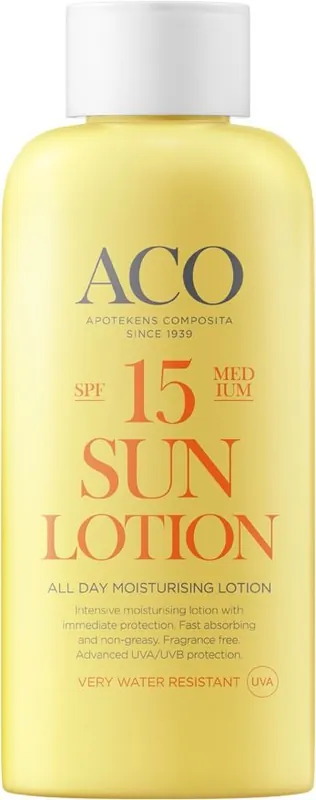 Finns att beställa | ACO Sol Lotion Spf 15 200ml